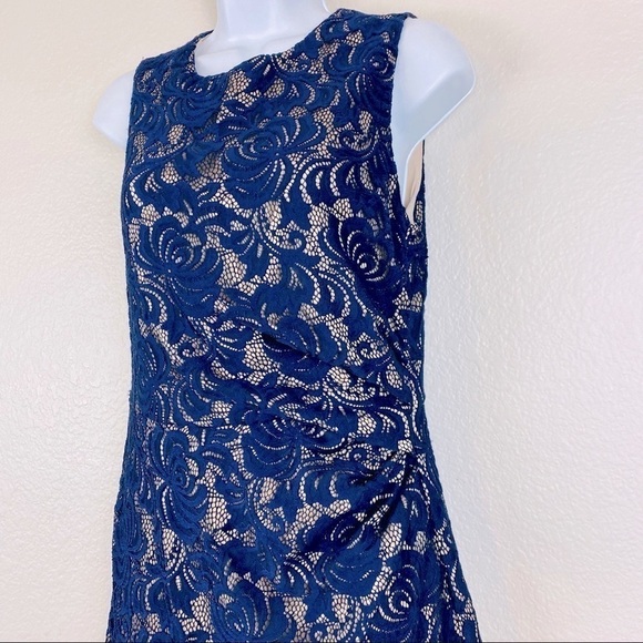 Eliza J Navy Lace Overlay Cocktail Dress Size 8 - Picture 1 of 9